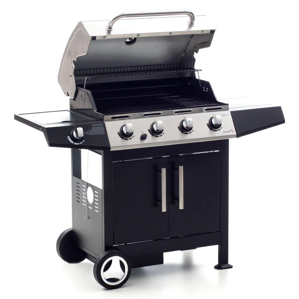 Barbecue a gas Golosone 4 con 4 bruciatori, sistema pietra lavica e australiano, fornello laterale e griglia professionale