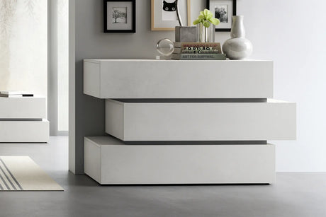 Camera da letto moderna Ancona in finitura cemento bianco e grigio con letto contenitore