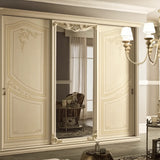 Camera da Letto siracusa patinato beige con letto contenitore e dettagli dorati – Europa Mobili