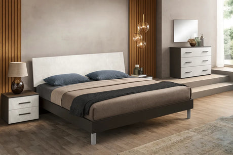 Camera da Letto Boston in finitura cemento con armadio a sei ante e design moderno – Europa Mobili