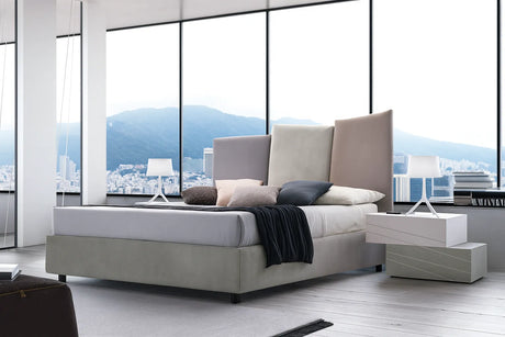 Camera da letto moderna Londra con letto contenitore e armadio con specchi glitter