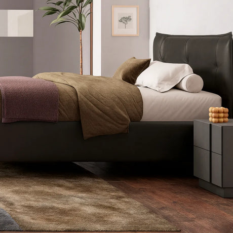 Camera da letto moderna Oslo con letto contenitore e armadio scorrevole grigio ardesia con specchi