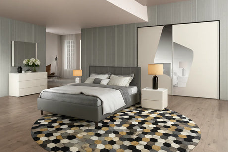 Camera da letto moderna praga con letto contenitore e armadio scorrevole frassino grigio e laccato