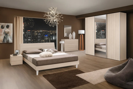 Camera da Letto Salisburgo in olmo chiaro con armadio scorrevole e ante specchiate – Europa Mobili