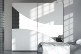 Camera da letto moderna Stoccolma con letto contenitore e armadio scorrevole bianco laccato opaco