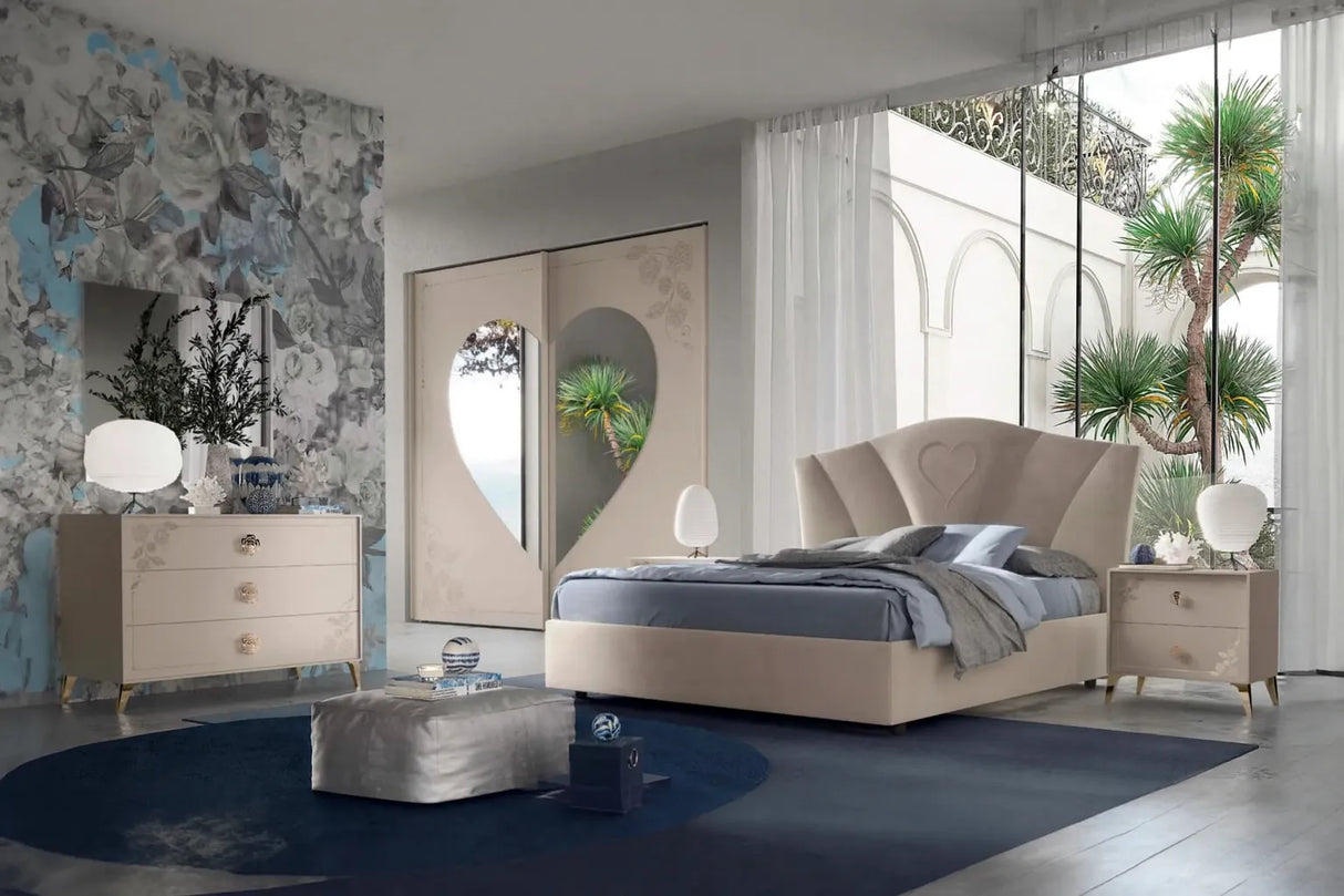 Camera da letto Toronto Canapa con letto contenitore e finiture oro