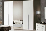 Camera da Letto Zurigo con contenitore, finitura olmo e bianco lucido, armadio con specchi – Europa Mobili