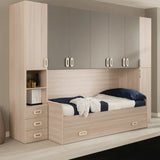 Cameretta Peony a ponte in olmo e visone con doppio letto e armadio contenitore – Europa Mobili