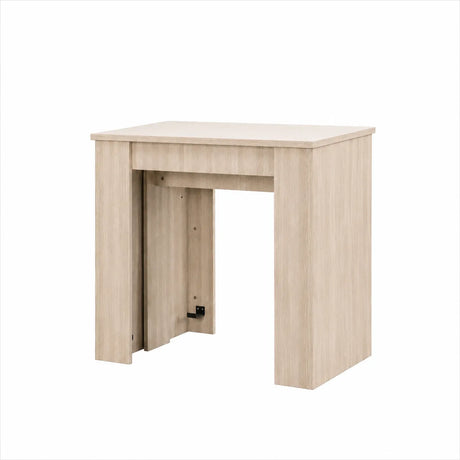 Consolle allungabile salvaspazio in legno MDF estensibile da 78 a 300 cm disponibile nelle finiture olmo, bianco frassinato e cemento.