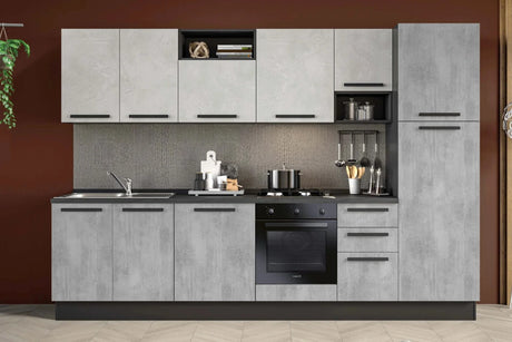 Cucina Clara 315 cm moderna pronta consegna bianco spatolato
