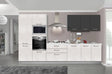 Cucina Diamante 360 cm con ante in MDF 3D, top effetto marmo, maniglie Venere ed elettrodomestici Candy inclusi. Design funzionale e moderno.

