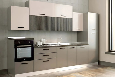 Cucina Talia 360 cm moderna pronta consegna Titanio e Cashmere
