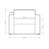 Divanetto salvaspazio 2 posti da 120 cm in tessuto. Disponibile beige, grigio chiaro e grigio scuro.