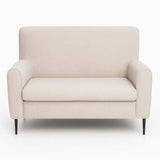 Divanetto in stoffa beige elegante e compatto