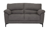 Divano 2 posti mira color petrolio con tessuto idrorepellente, piedini in metallo, braccioli morbidi e seduta imbottita. Stile moderno e comfort totale.