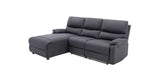 Divano ULISSE 3 posti con chaise longue contenitore, recliner manuale e design moderno. Comfort ottimale e funzionalità per ogni ambiente living