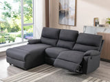 Divano ULISSE 3 posti con chaise longue contenitore, recliner manuale e design moderno. Comfort ottimale e funzionalità per ogni ambiente living.