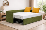 Divano doppio letto in velluto con materassi memory foam e cuscini decorativi inclusi
