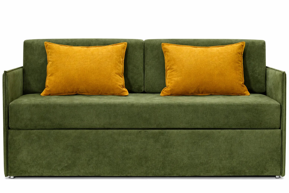 Divano doppio letto in velluto con materassi memory foam e cuscini decorativi inclusi