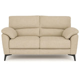 Divano Mira in tessuto lavabile con struttura in legno massello e piedini in metallo, design italiano elegante e moderno.