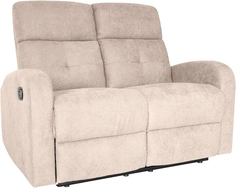 Divano poltrona reclinabile 2 posti in tessuto effetto velluto con poggiapiedi e schienale regolabili indipendentemente. Comfort e stile per il soggiorno.