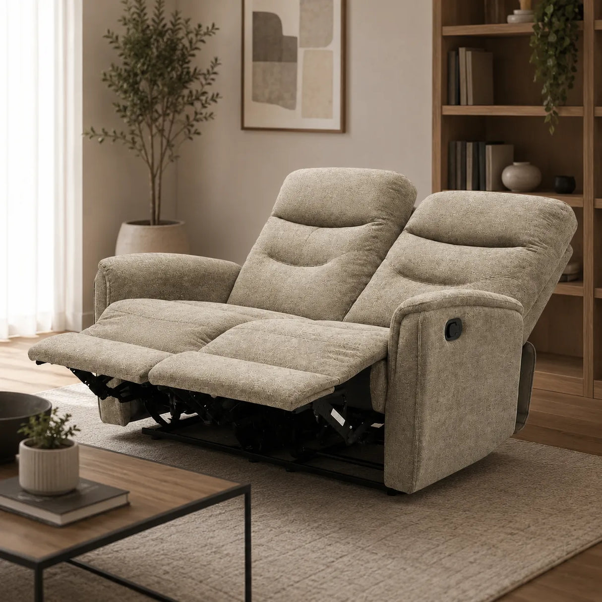 Divano Thiago relax 2 posti tortora o grigio con doppio recliner manuale 