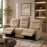 Divano Thiago relax 3 posti tortora o grigio con doppio recliner manuale 