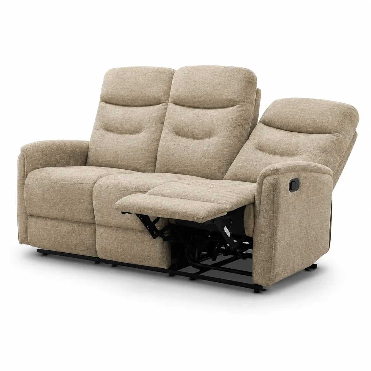 Divano Thiago relax 3 posti tortora o grigio con doppio recliner manuale 
