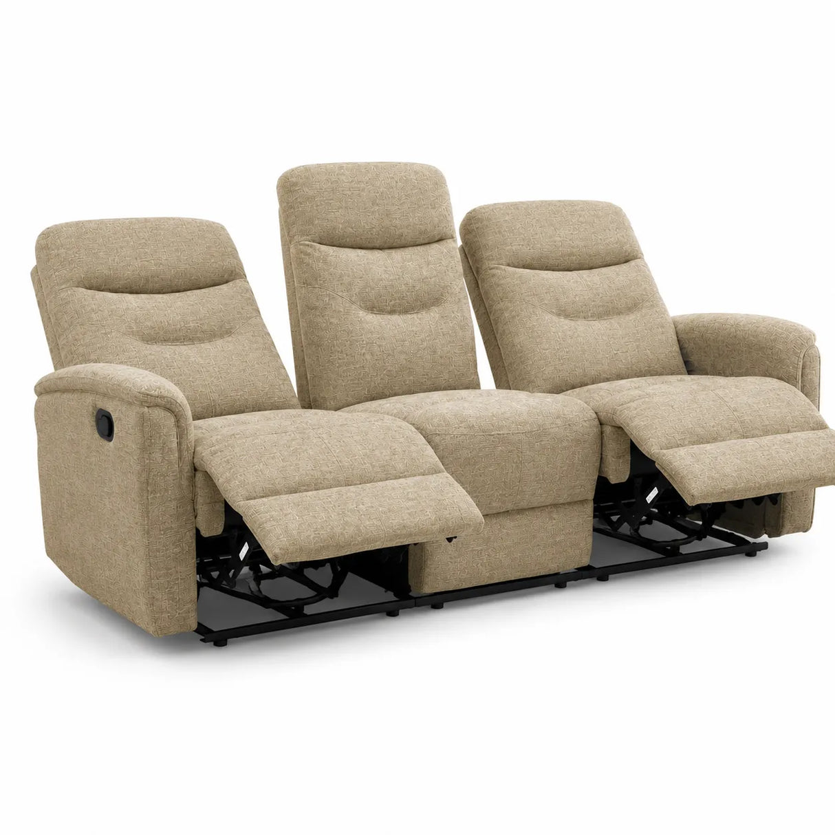 Divano Thiago relax 3 posti tortora o grigio con doppio recliner manuale 
