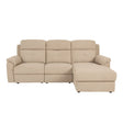 Divano Ulisse 3 posti con chaise longue sinistra, reclinabile, con vano contenitore, disponibile in grigio o beige