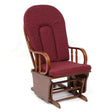Poltrona dondolo Douglas in legno color noce con cuscino imbottito bordeaux