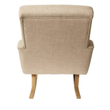 Dondolo Giulietta in legno con schienale ergonomico e rivestimento in cotone. Design classico per interni eleganti e spazi relax coperti.