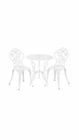 Set da Giardino Vintage 3 Pezzi Bianco – Tavolo con 2 Sedie in Alluminio
