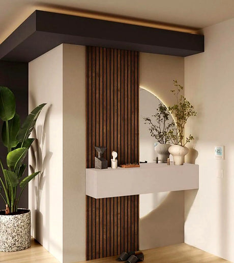 Ingresso cannettato Mercure e Cachemire con specchio retroilluminato LED e pensile a ribalta moderno