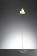 Lampada da terra Giada in cromo con diffusore in vetro bianco