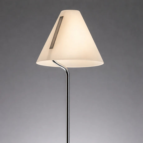 Lampada da terra Giada in cromo con diffusore in vetro bianco