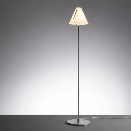 Lampada da terra Giada in cromo con diffusore in vetro bianco