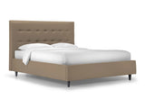 Letto 1 piazza e mezza New York con contenitore, testata imbottita e rivestimento in velluto. Elegante, pratico e comodo per ogni tipo di camera.