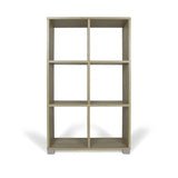 Libreria verticale 6 cubi in legno rovere o bianco, ideale per libri, oggetti e scarpe. Design moderno e compatto, facile da montare.
