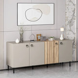 Madia moderna 4 ante color cashmere e rovere con piedini e maniglie nere