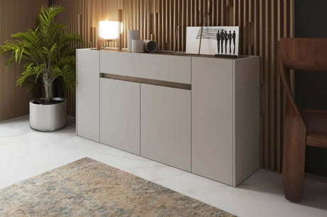 Madia Jade finitura cachemire e mercure con ante e vano centrale.