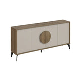 Madia moderna a 4 ante in finitura noce e cashmere con gambe in metallo nero