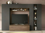 Parete attrezzata federica in finitura Lava e Mercure con vano porta TV.