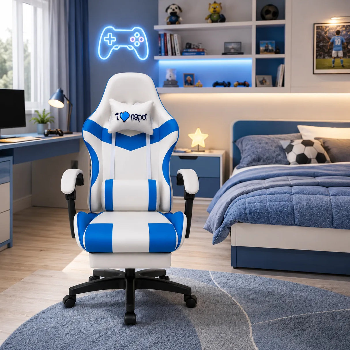 Poltrona Gaming Napoli ergonomica reclinabile con poggiapiedi estraibile