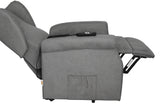 Poltrona reclinabile elettrica alzapersona in tessuto, disponibile nei colori grigio e tortora, con telecomando e meccanismo relax motorizzato.