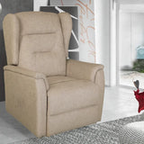 Poltrona Queen relax elettrica in tessuto con doppio motore, funzione alzapersona e roller system