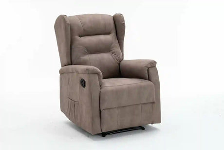 Poltrona relax Ariel in eco nabuk, reclinabile manualmente con leva laterale, design moderno e schienale alto

