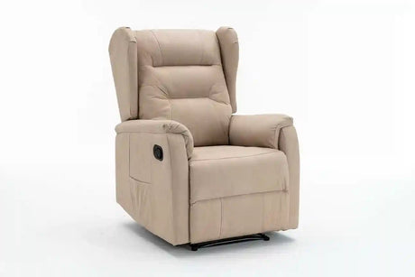 Poltrona relax Ariel in eco nabuk, reclinabile manualmente con leva laterale, design moderno e schienale alto 