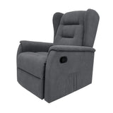 Poltrona relax Ariel in tessuto, reclinabile manualmente con leva laterale, design moderno e schienale alto