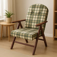 Poltrona a sdraio Amalfi in legno di noce con cuscino scozzese verde e schienale reclinabile